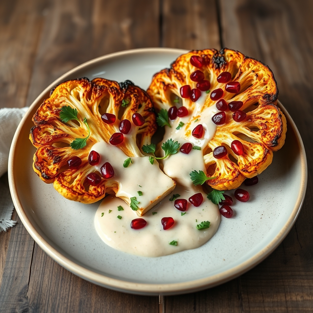 Geröstete Blumenkohl-Steaks mit Tahini