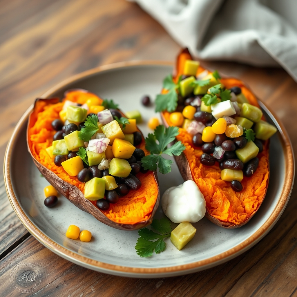 Loaded Sweet Potatoes with Black Beans