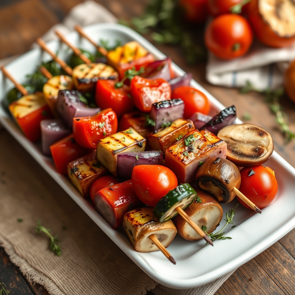Marinierte Gemüse-Grillspieße mit Kräuter-Knoblauch-Marinade