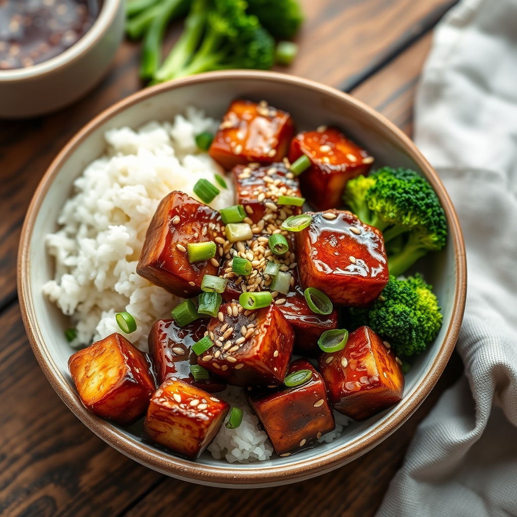 Knuspriger Sesam-Tofu mit Brokkoli
