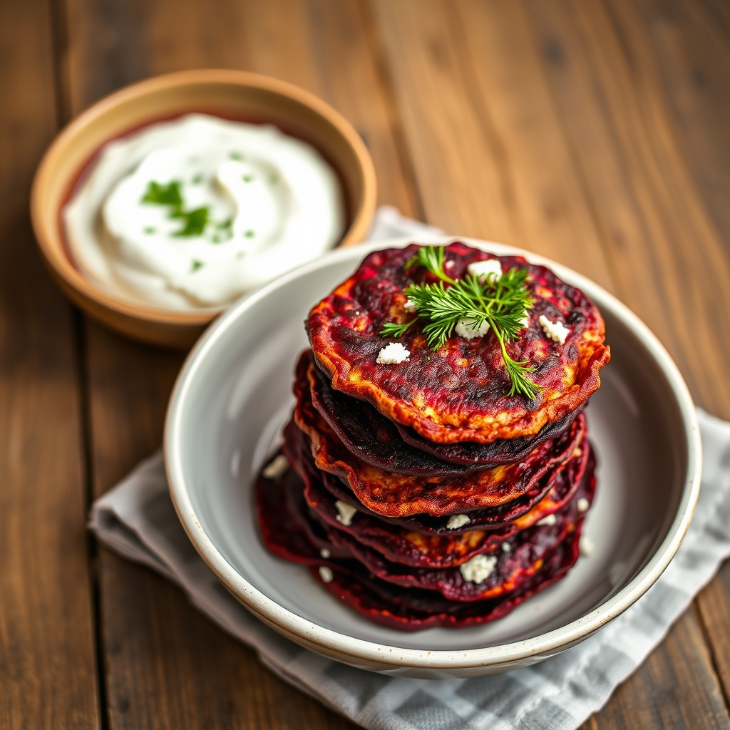 Rote-Bete-Bratlinge mit Joghurt-Dip