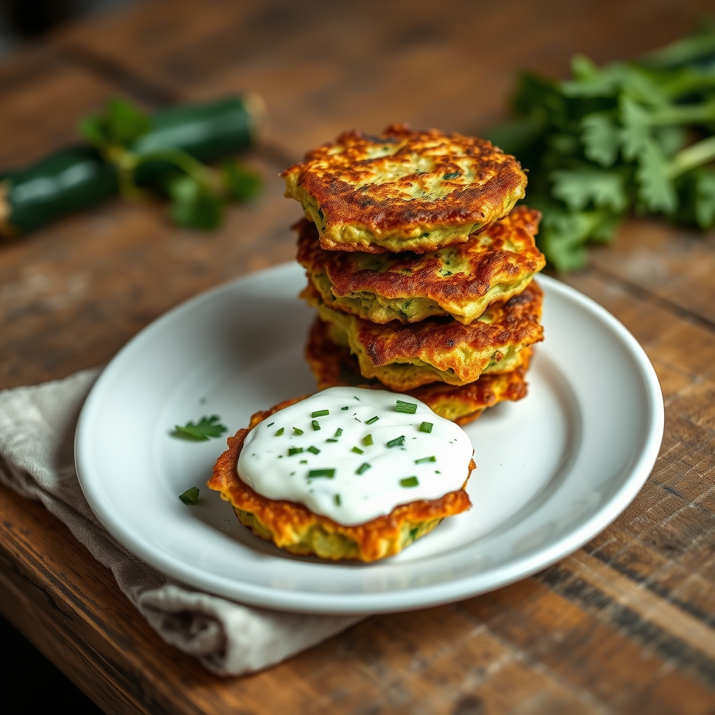 Zucchini Fritters with Herb Quark
