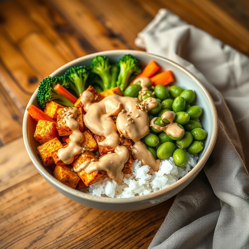 Buddha Bowl mit Erdnusssauce