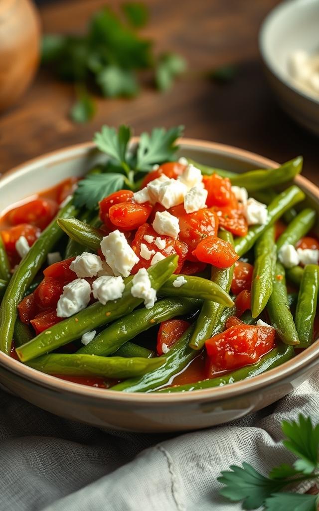 Fassolakia — griechische Bohnen in Tomatensauce