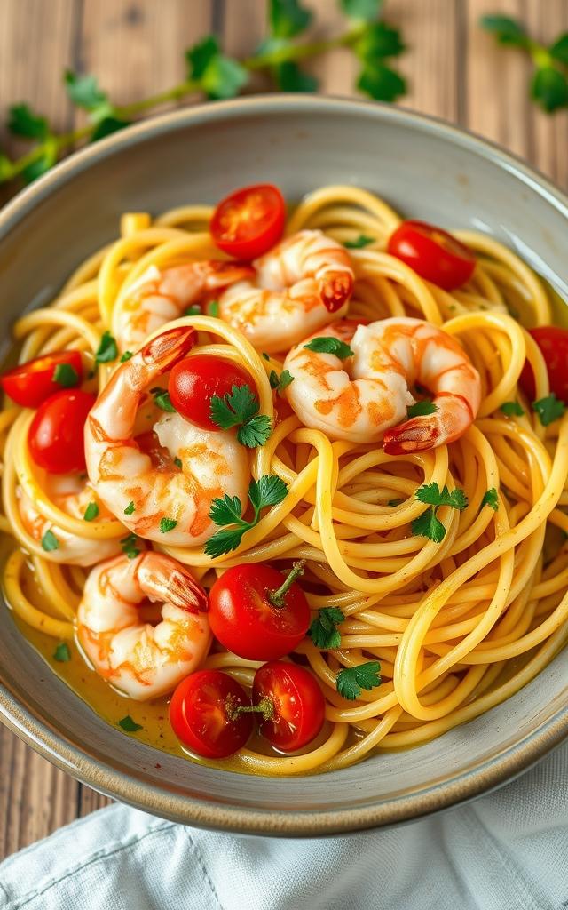 Chili Garlic Shrimp Linguine