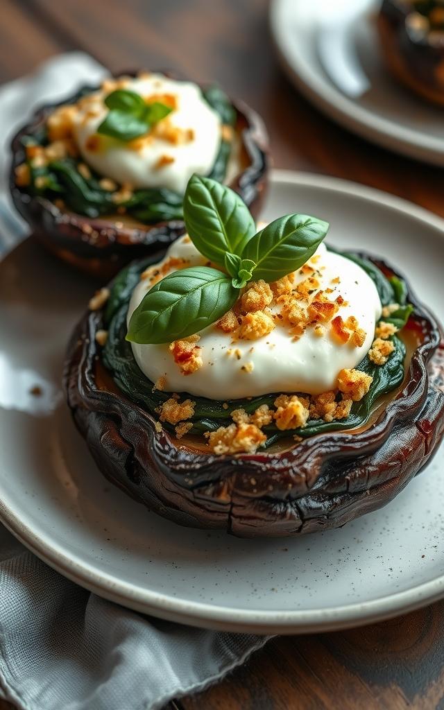 Stuffed Portobello Mushrooms with Spinach and Ricotta