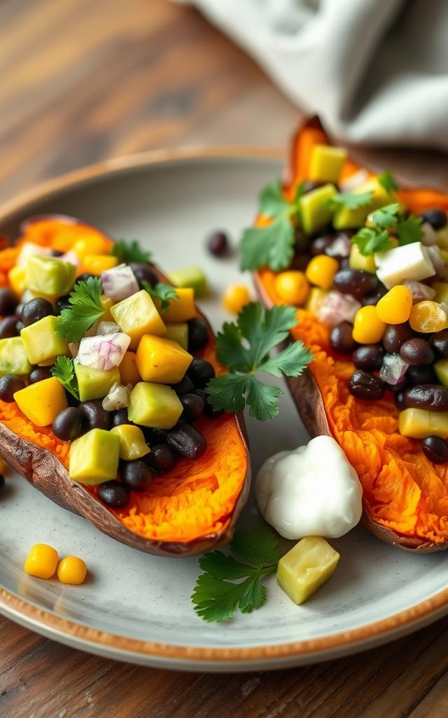 Loaded Sweet Potatoes with Black Beans