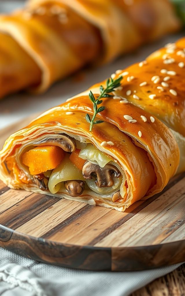 Savoury Vegetable Puff Pastry Strudel