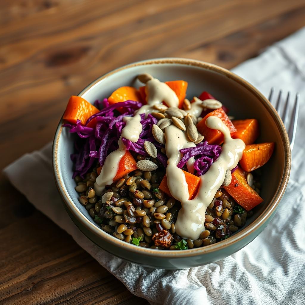 Herbst-Meal-Prep-Bowl mit Linsen