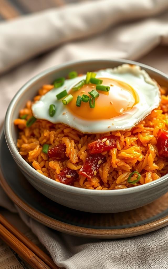 Kimchi Fried Rice with Fried Egg