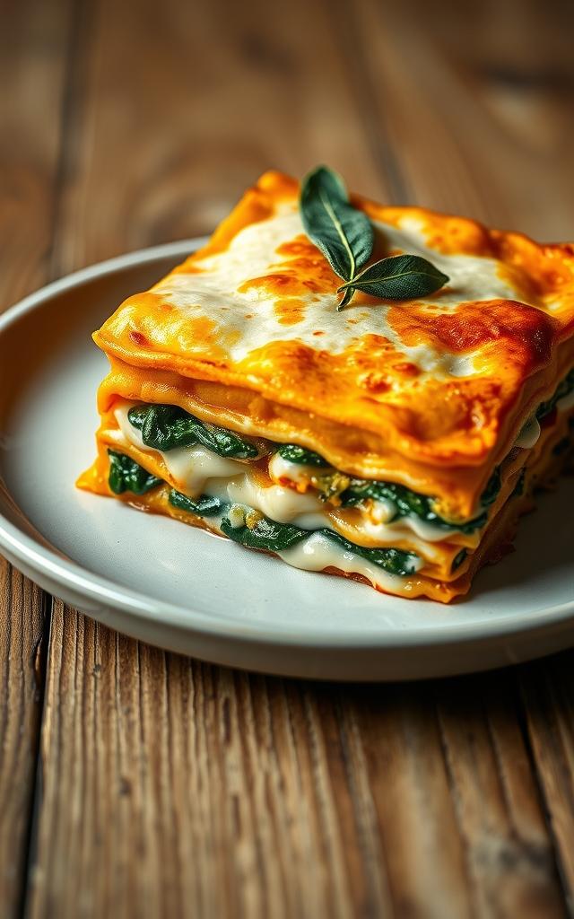 Pumpkin Lasagna with Spinach and Sage