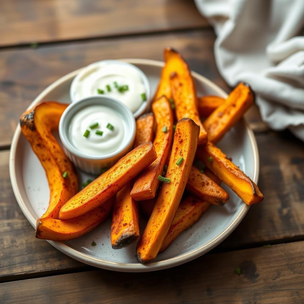 Kürbis-Pommes mit Joghurt-Dip