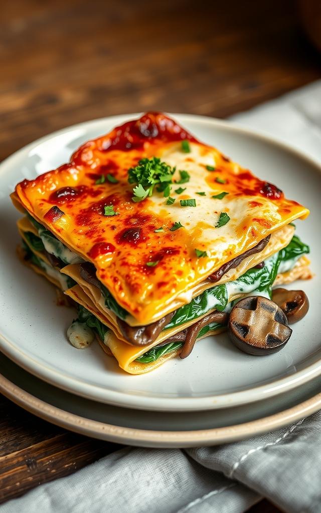 Mushroom and Spinach Lasagna