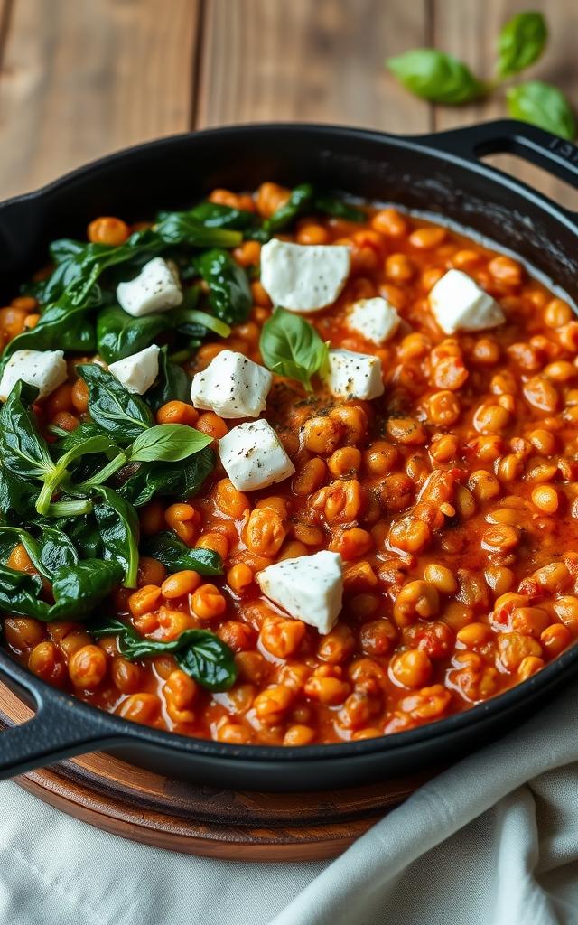 Linsen-Feta-Pfanne