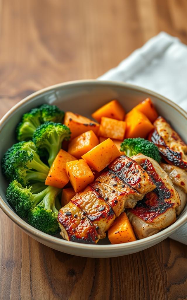 Meal-Prep-Bowl: Paprika-Hähnchen mit Süßkartoffel