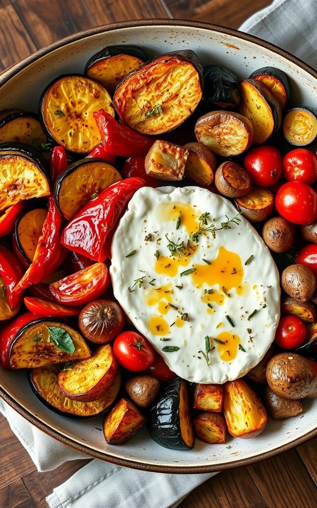Ofengemüse mit gebackenem Feta und Honig-Thymian