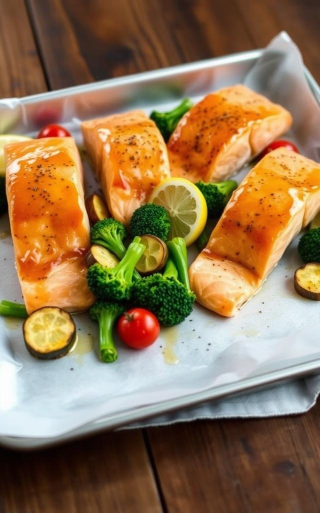 Ofenlachs mit Gemüse vom Blech