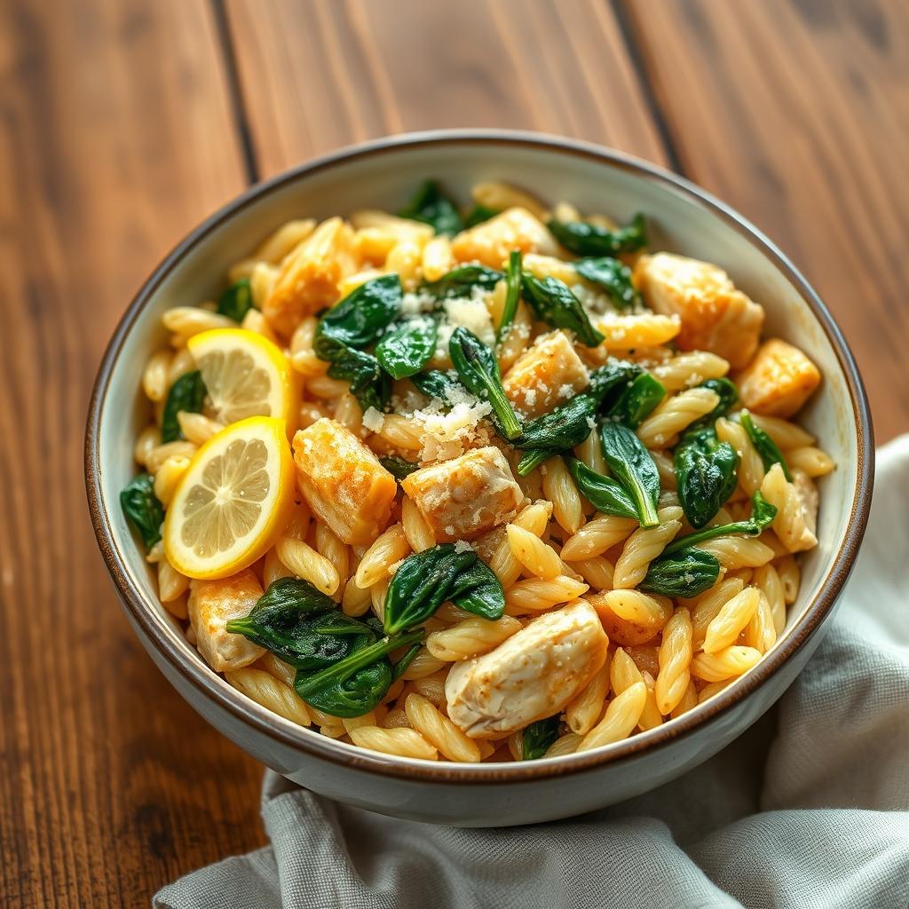 One-Pot-Orzo mit Hähnchen und Zitrone