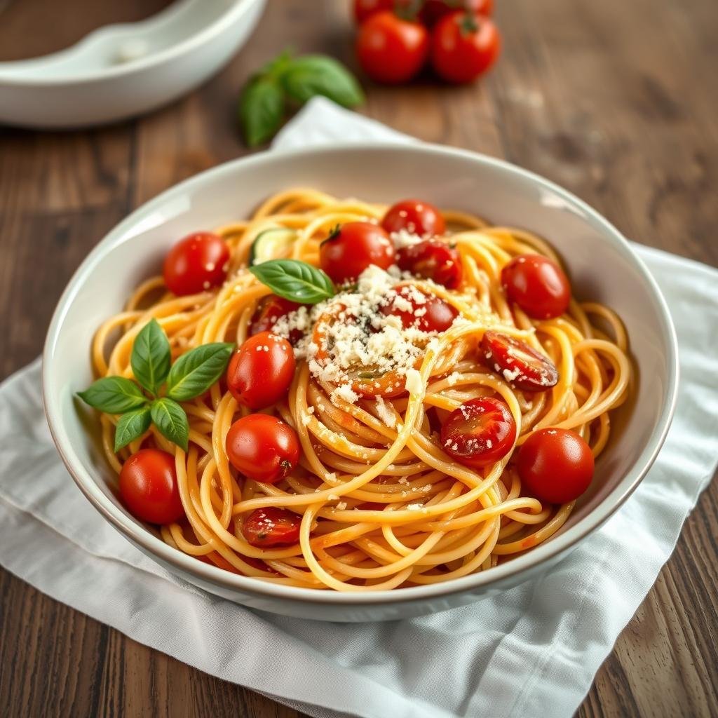 One-Pot-Sommerpasta mit Zucchini und Kirschtomaten