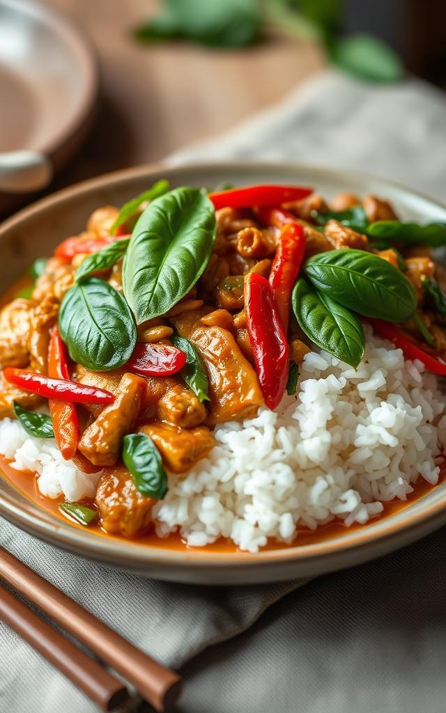 Pad Krapao – Thai-Basilikum-Hähnchen