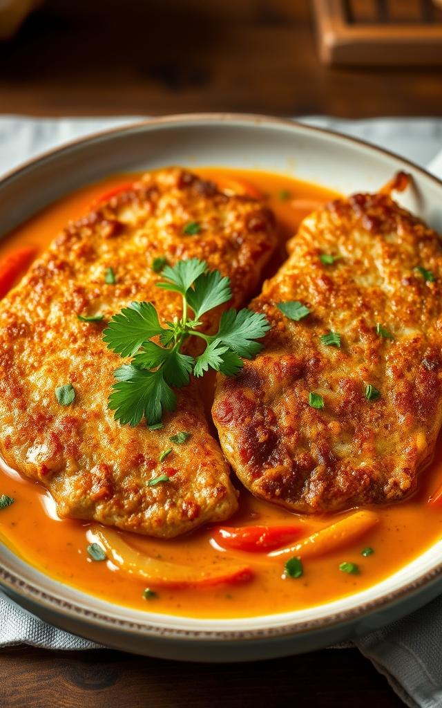 Pork Schnitzel in Creamy Paprika Sauce