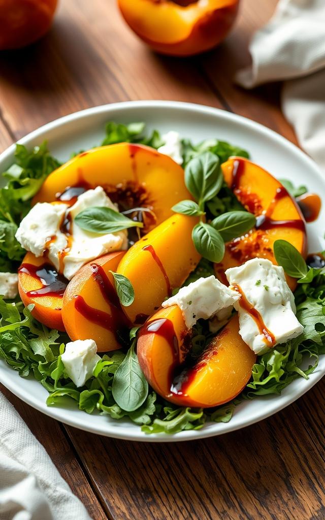 Pfirsich-Burrata-Salat mit Basilikum
