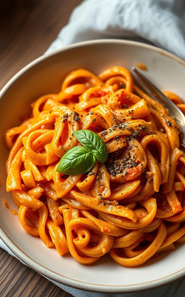 Red Lentil Pasta with Pepper Sauce