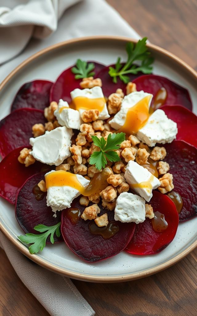 Rote-Bete-Carpaccio mit Ziegenkäse