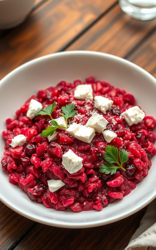 Beetroot Risotto with Goat Cheese