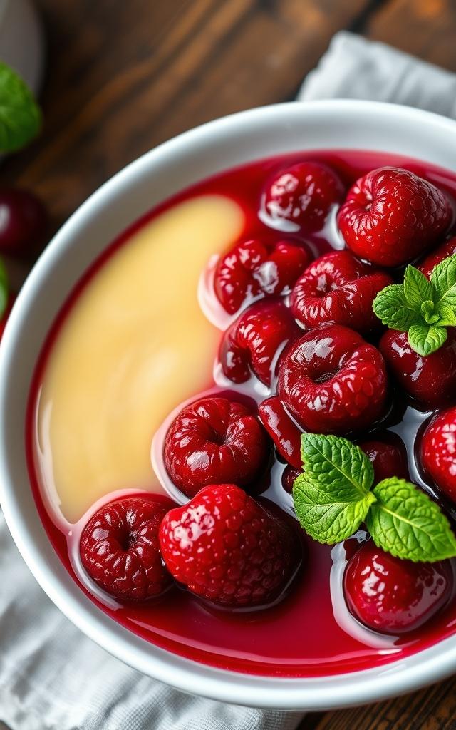 Red Berry Compote with Vanilla Sauce
