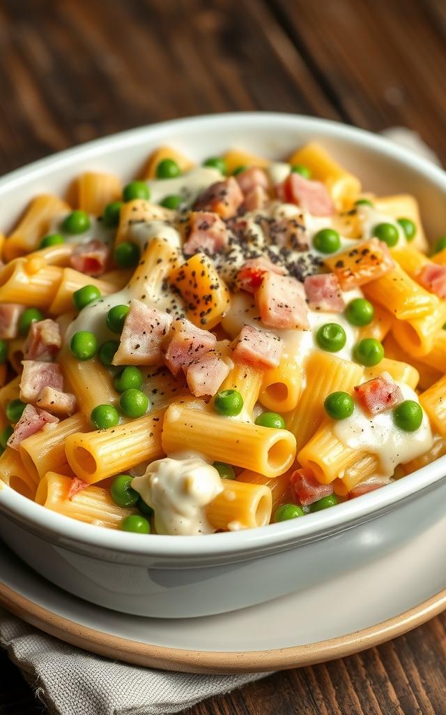 Schinken-Nudel-Gratin