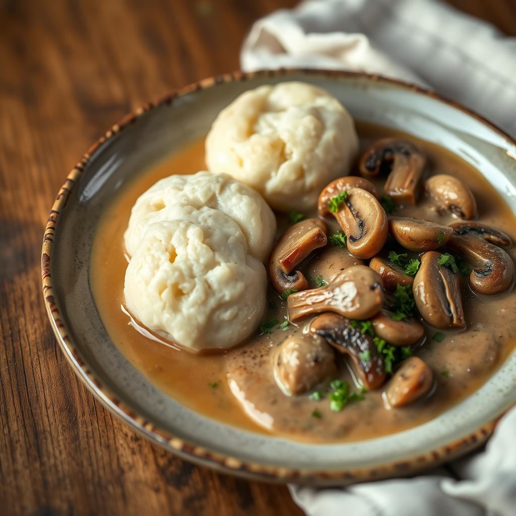 Semmelknödel mit Pilzrahm