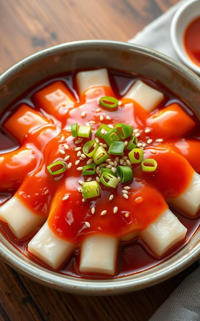Tteokbokki — scharfe Reiskuchen