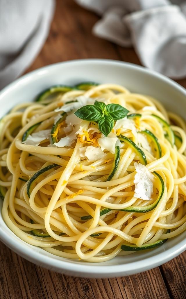 Zitronen-Zucchini-Pasta mit Parmesan