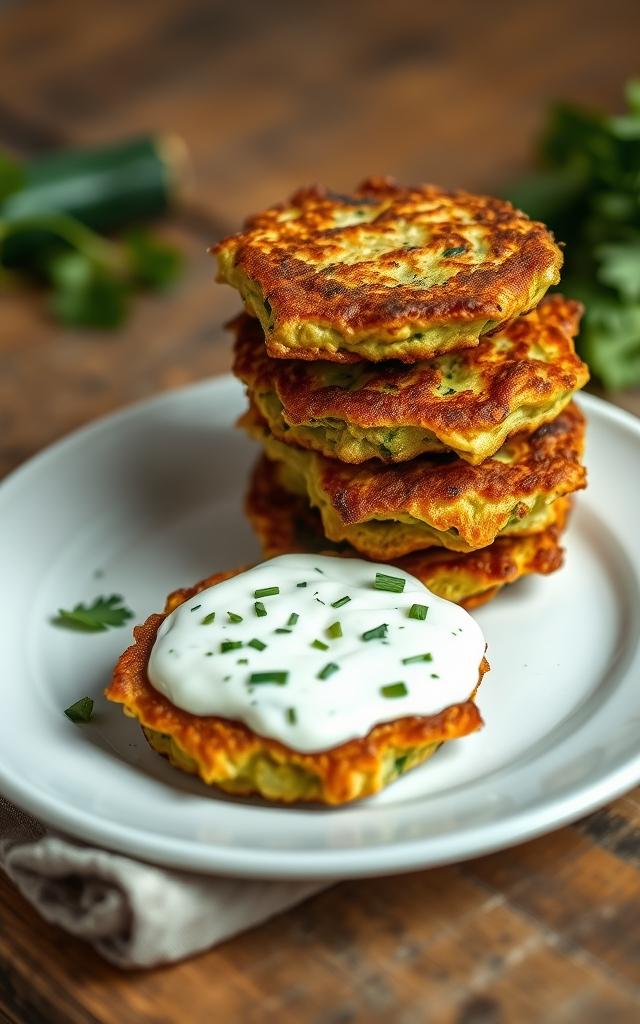 Zucchini-Puffer mit Kräuterquark