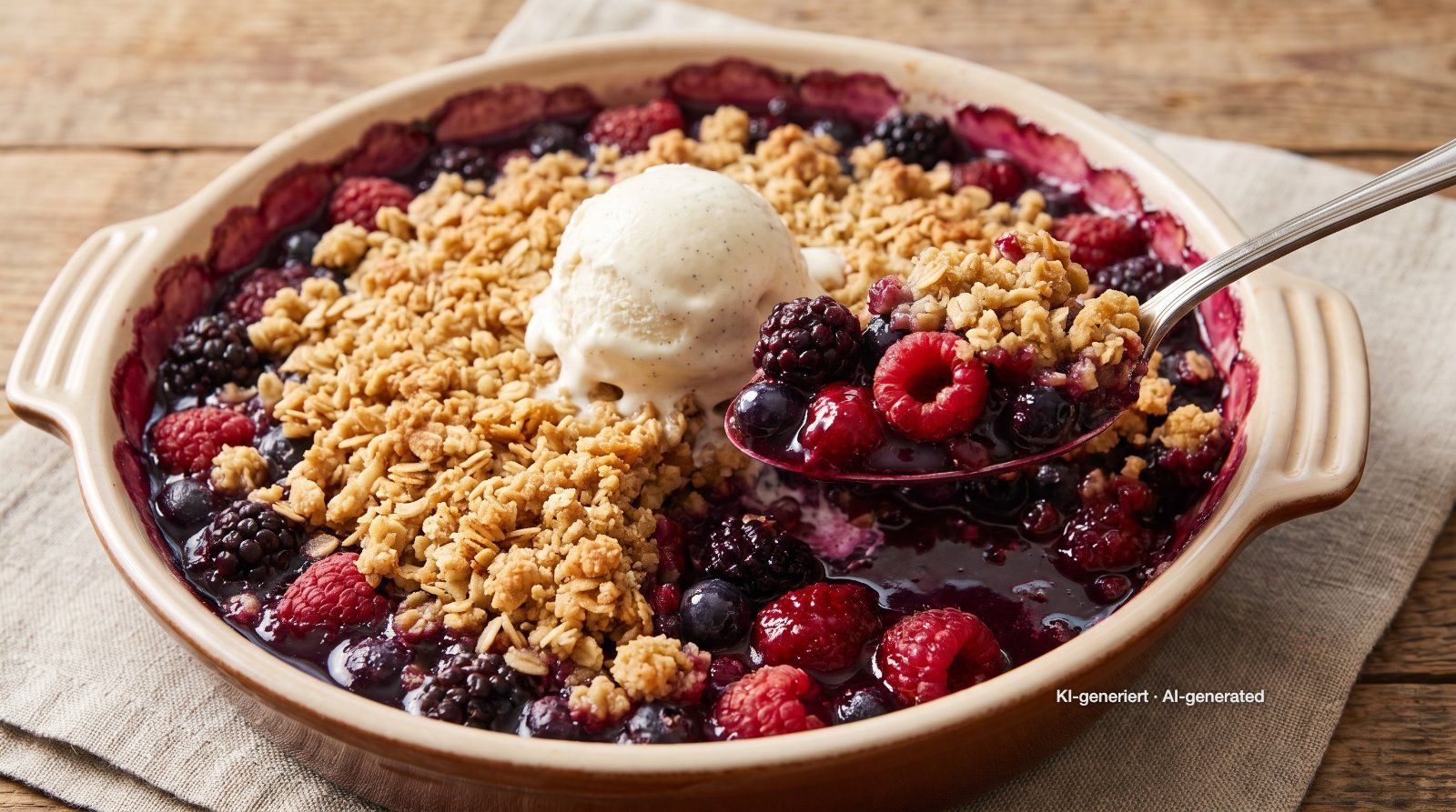 Bessencrumble met boterkruimels