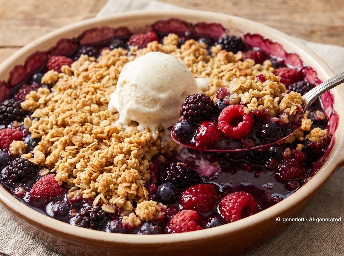 Crumble ai frutti di bosco con briciole al burro