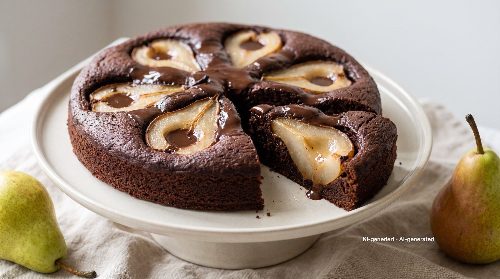 Chocoladetaart met peren