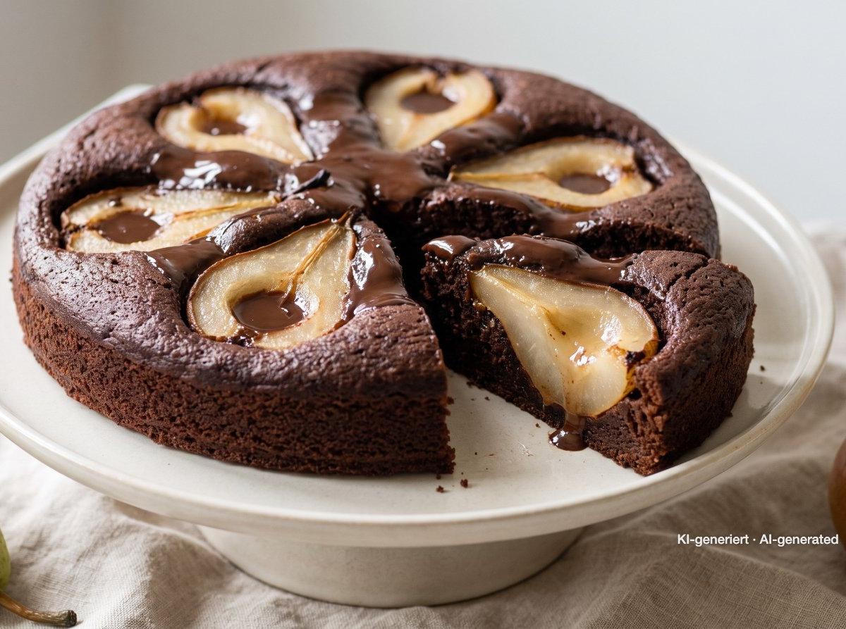 Bizcocho de chocolate y pera