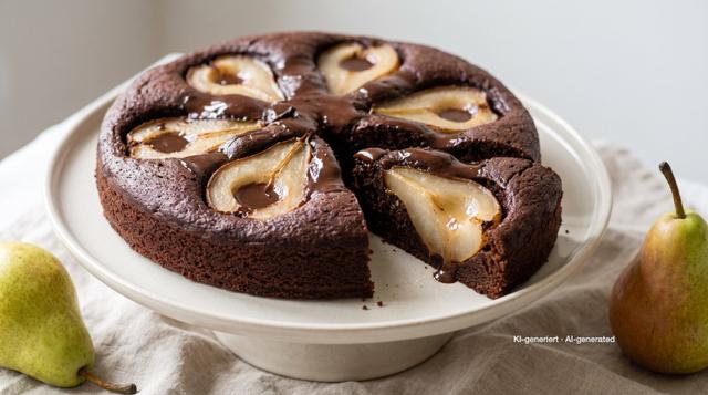 Chocoladetaart met peren
