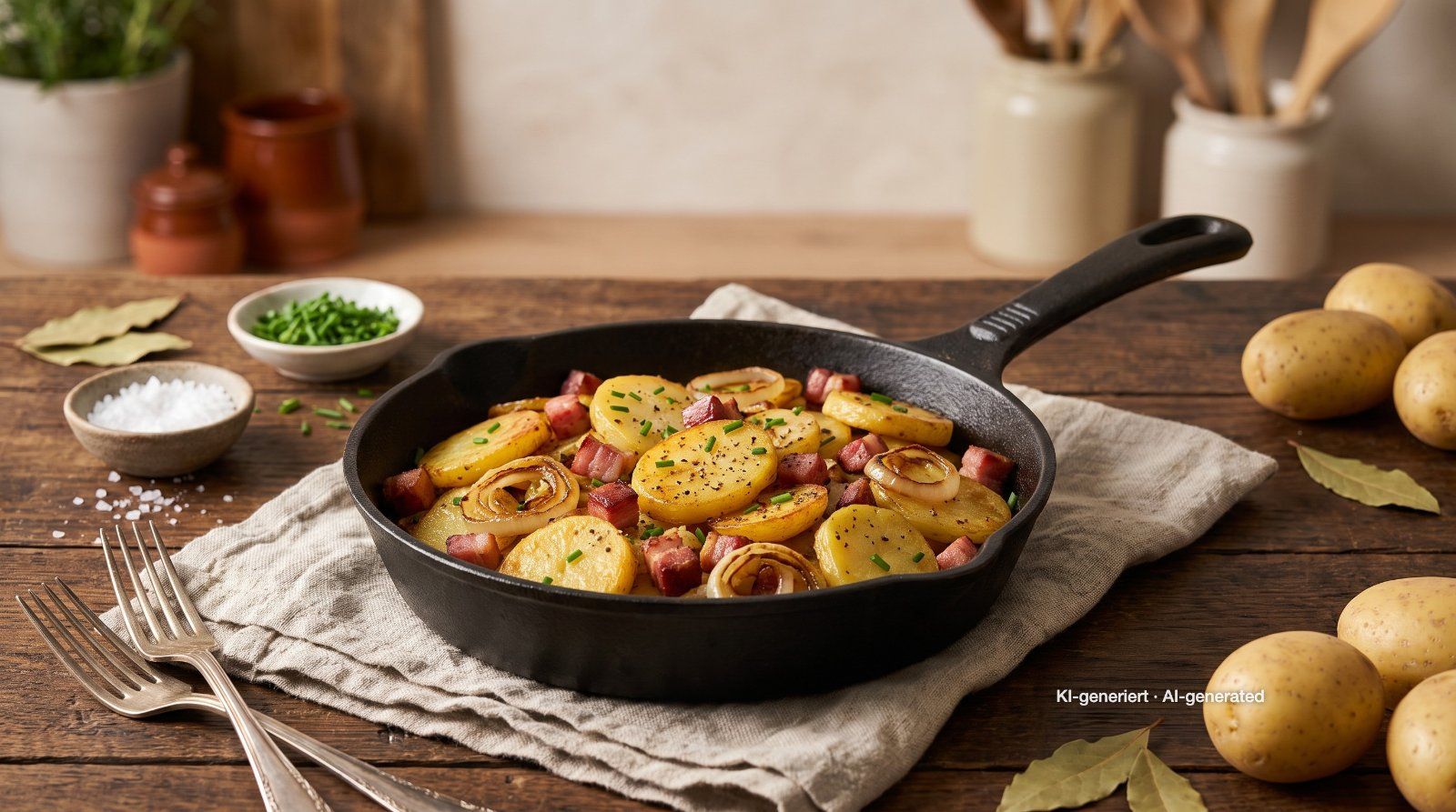 Bratkartoffeln mit Speck und Zwiebeln