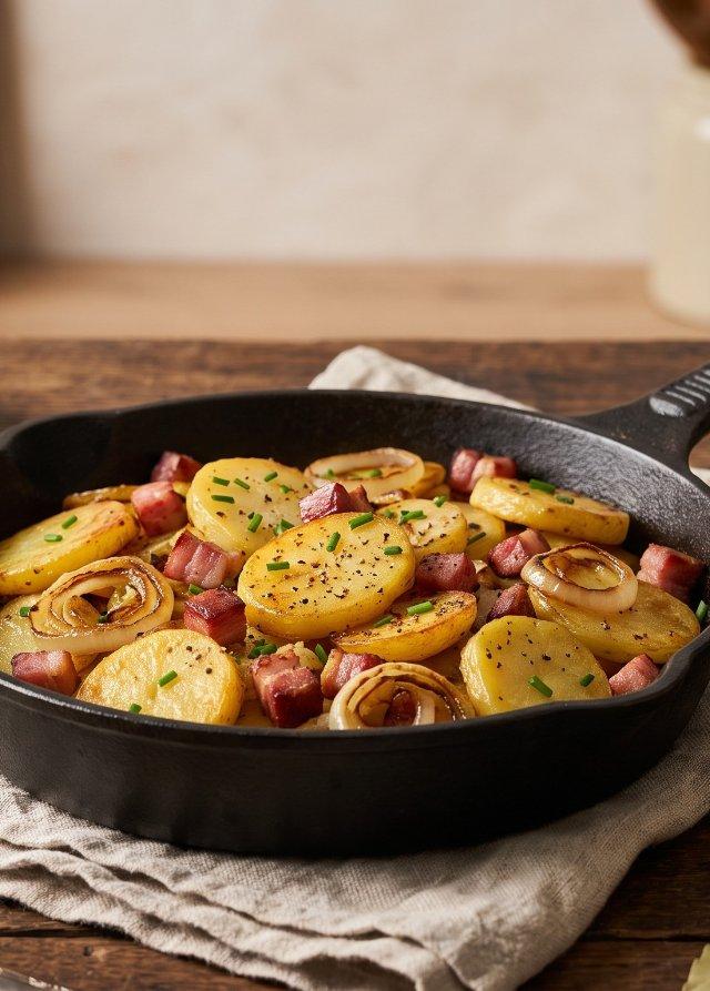 Fried Potatoes with Bacon and Onions