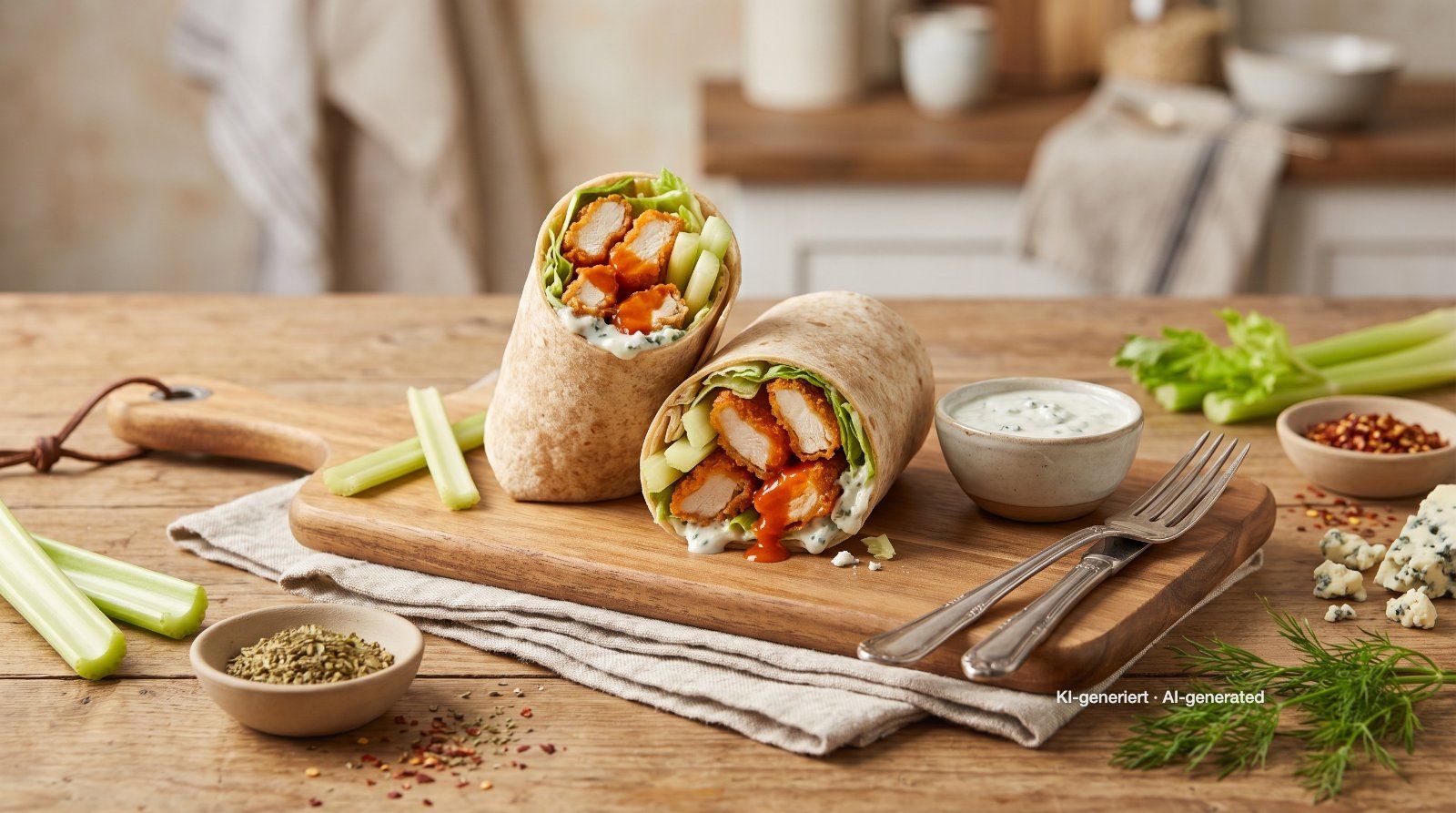 Wraps met buffalo chicken