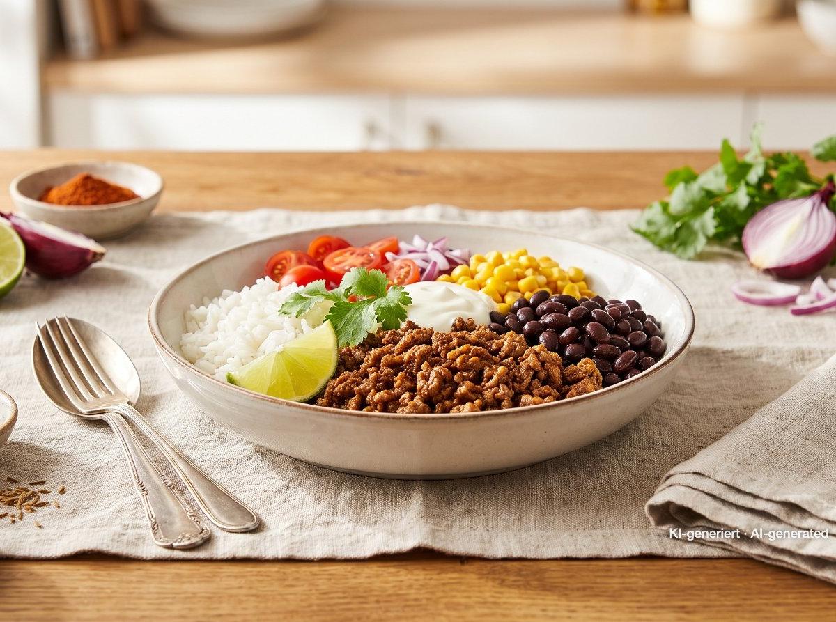 Burrito bowl con carne macinata