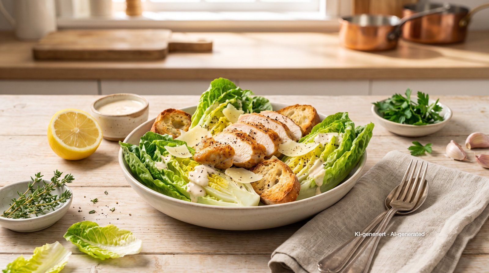 Caesar Salad mit gebratenem Hähnchen