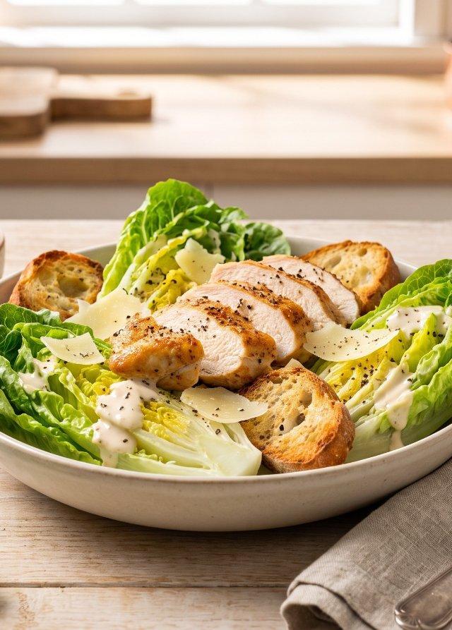 Caesar Salad mit gebratenem Hähnchen