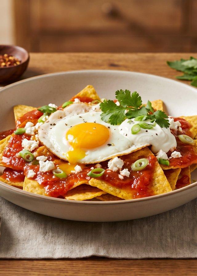 Chilaquiles con uovo all'occhio di bue