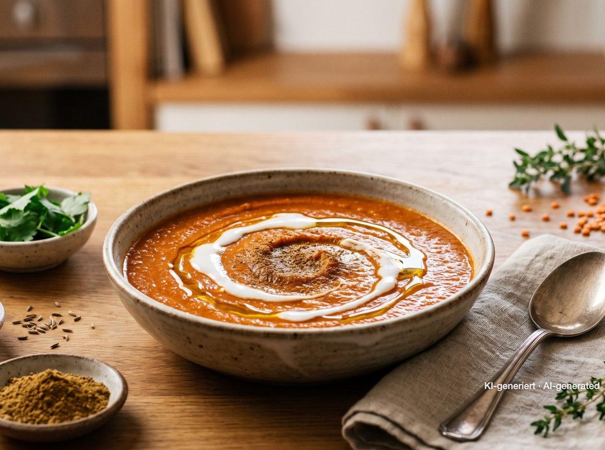 Velouté de tomates et lentilles corail