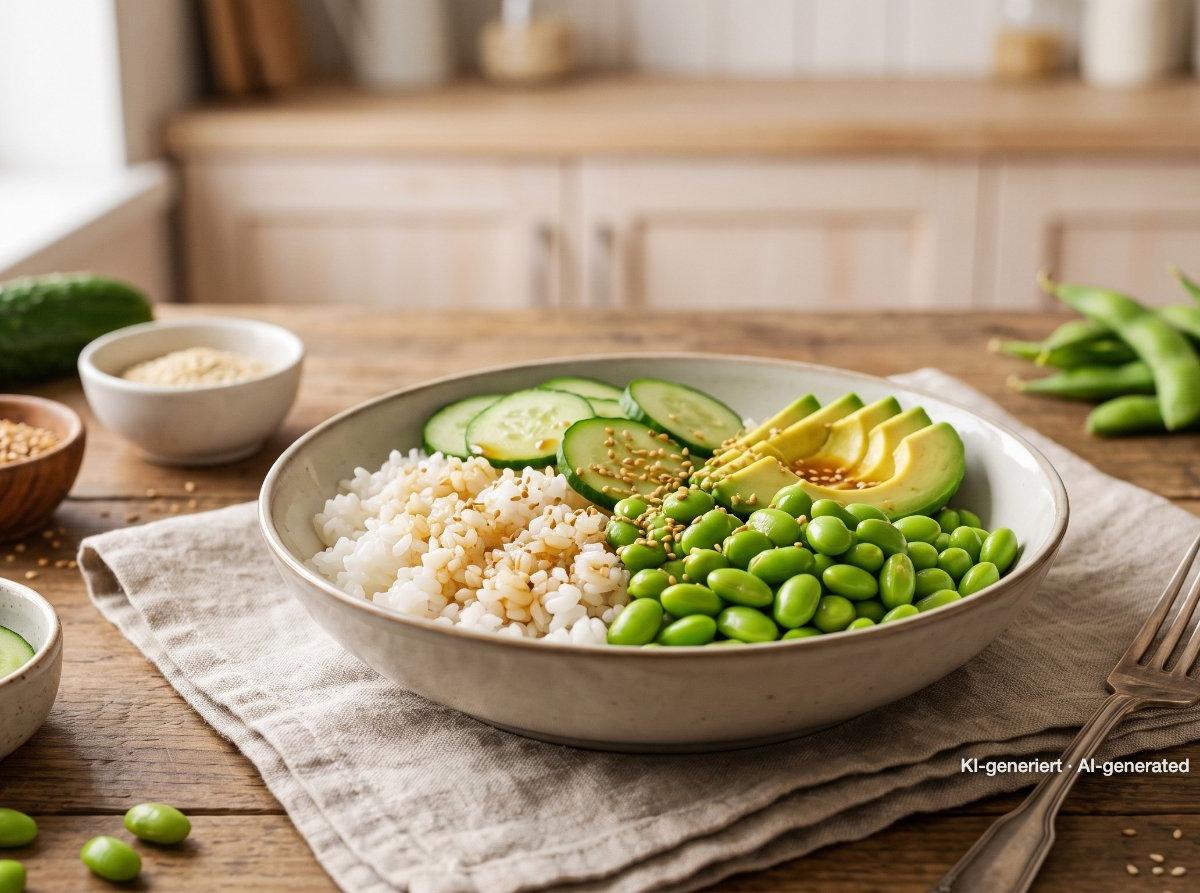 Edamame Rice Bowl with Ginger-Soy Dressing