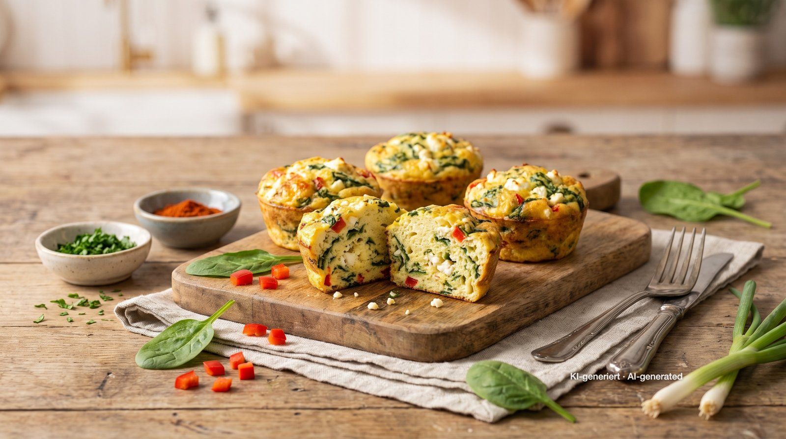 Egg Muffins mit Spinat und Feta
